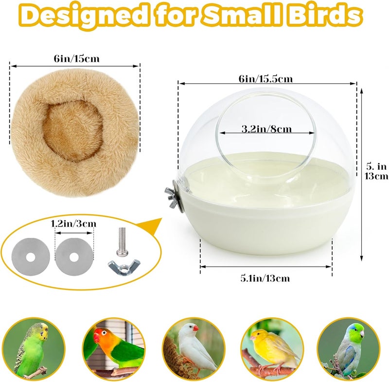 Jevnd Bird Nest for Cage Bite-Resistant, Washable Clear Observation Small Bird House Hanging, Warm Birds Bed Plush Hut, Parakeet Nest to Lay Eggs Breeding Sleeping for Parrot Budgie Lovebird Canary - Image 5